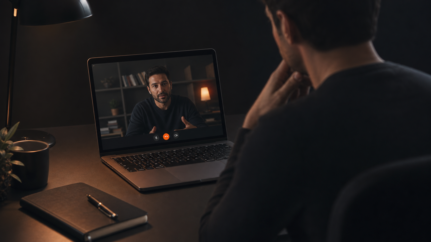 Primera conversación por videollamada con una persona frente a su computador